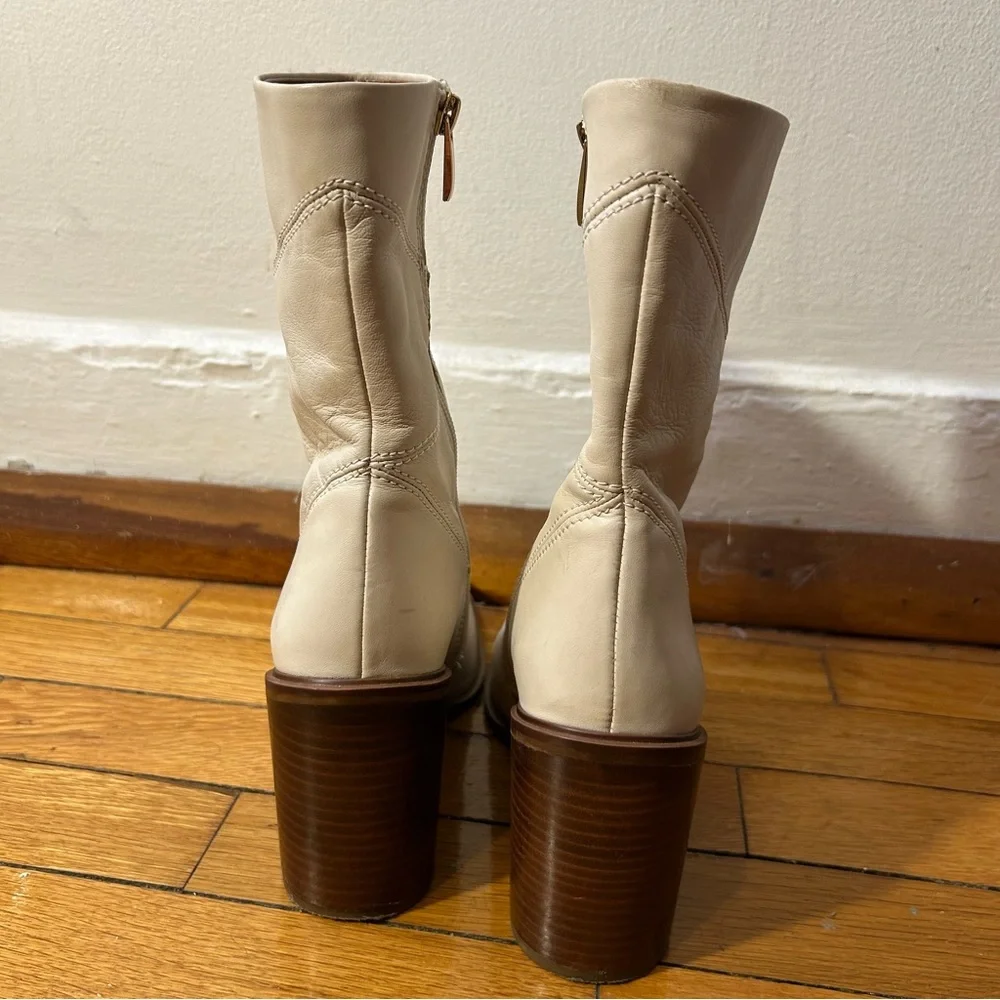Franco Sarto Cream Leather Heeled Stevie Boots - Picture 4 of 11